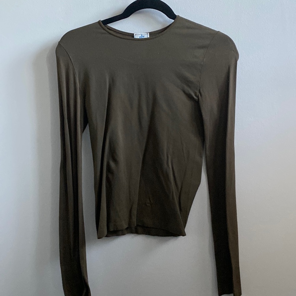 Brown total stretchy king sleeved top